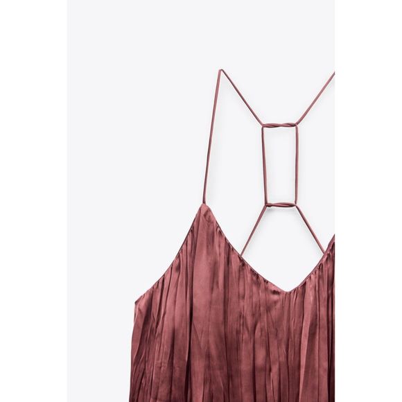 ZARA WRINKLE EFFECT MIDI SLIP DRESS - Picture 13 of 13